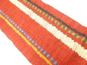 アンティーク　手織り真綿紬縞織り出し名古屋帯（着用可）